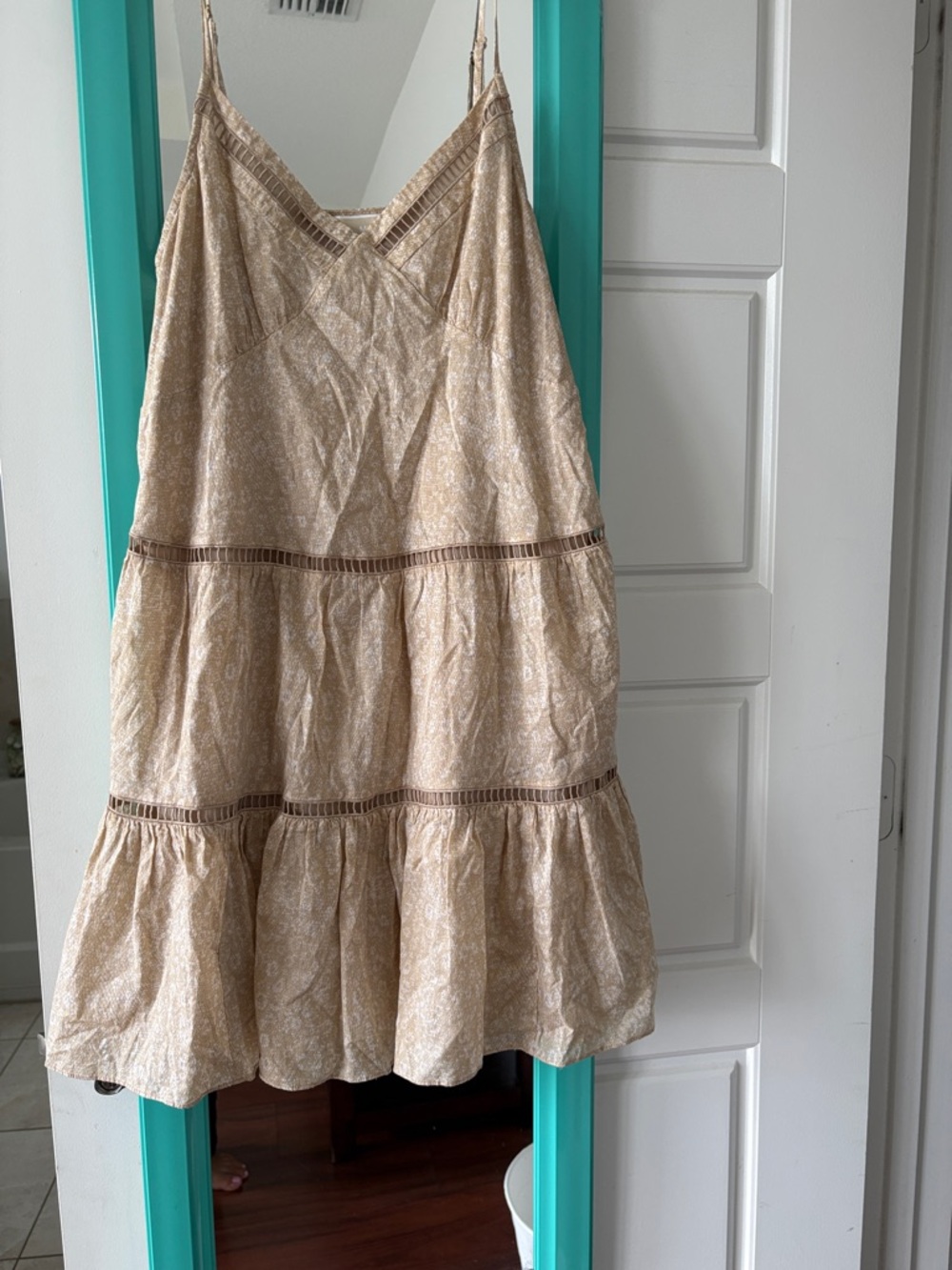 MICHAEL Michael Kors Beige Paisley Tiered Midi Dress